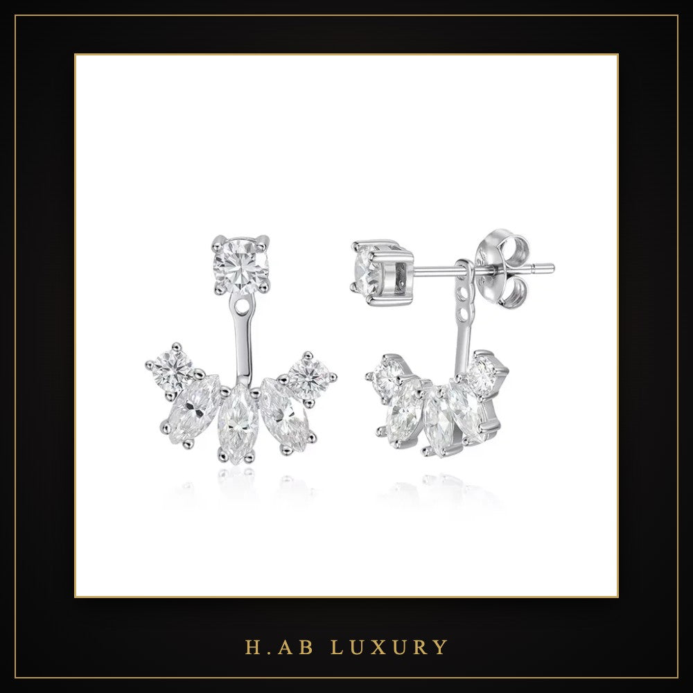 Moissanite Front-Back Drop Earrings – 925 Sterling Silver