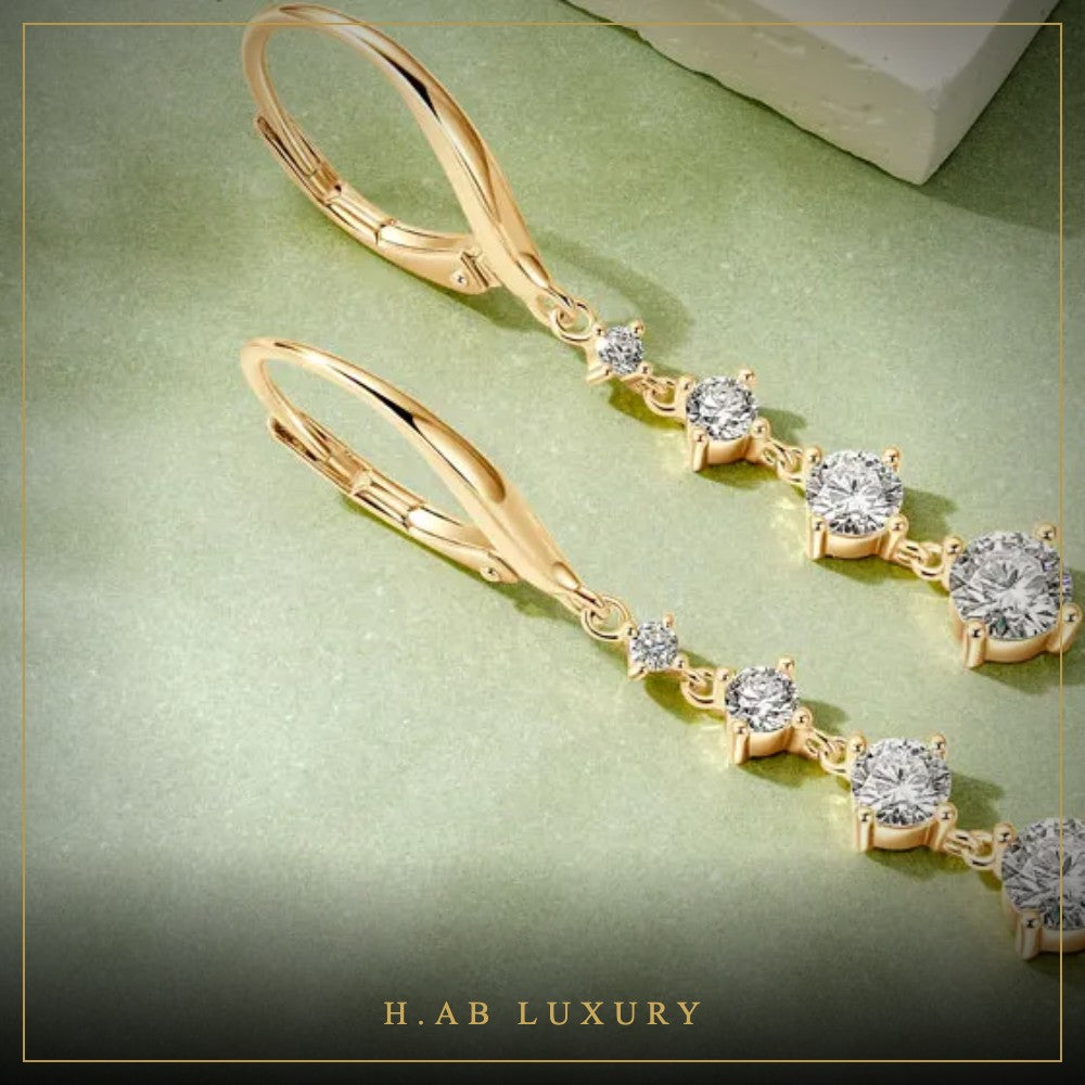 Long Moissanite Drop Earrings 42mm – 925 Sterling Silver