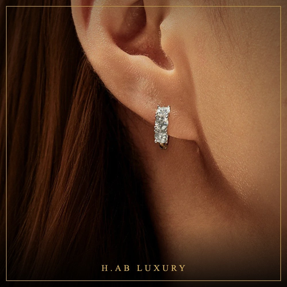 Moissanite Huggie Hoop Earrings – 925 Sterling Silver