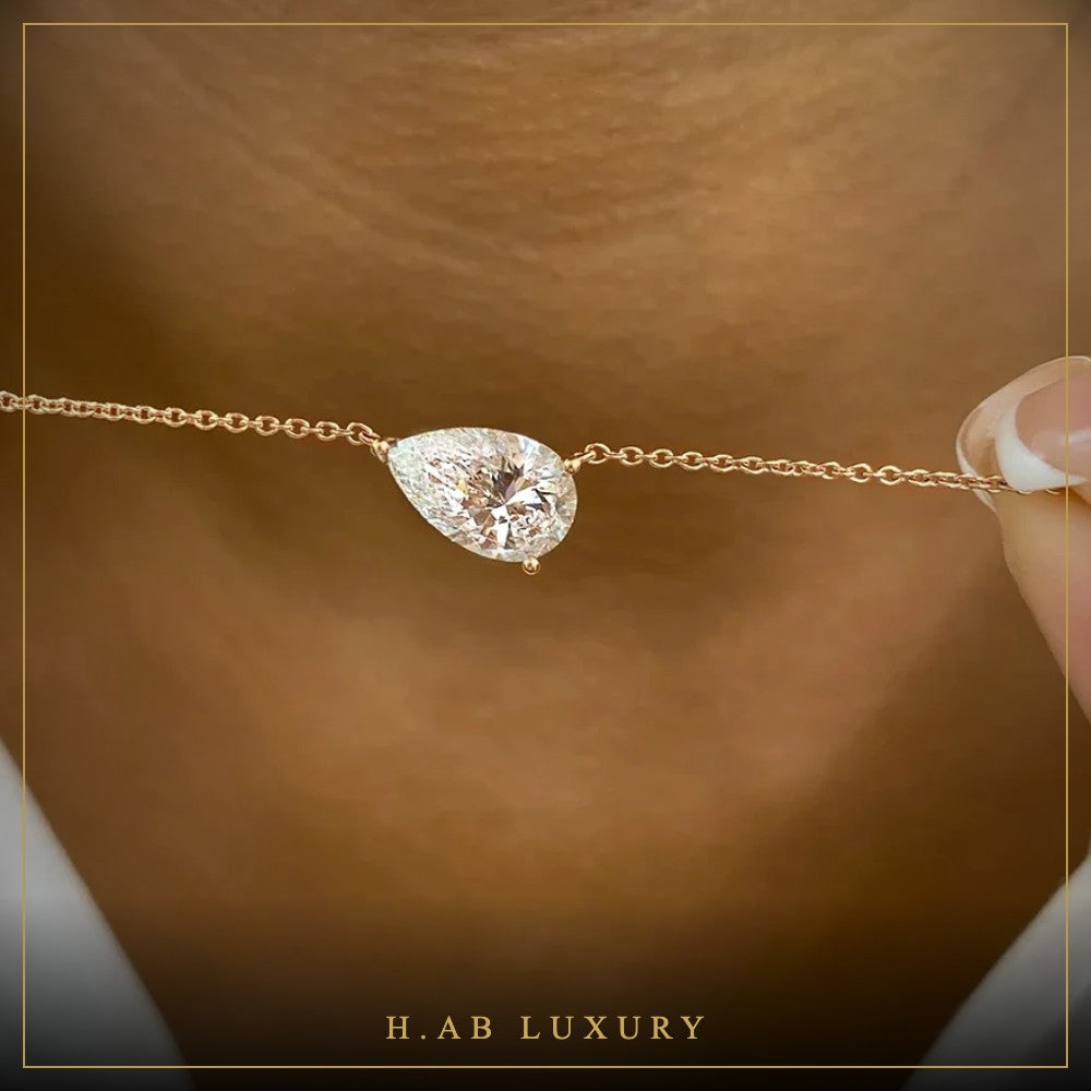 East-West Pear Moissanite Pendant – 925 Silver