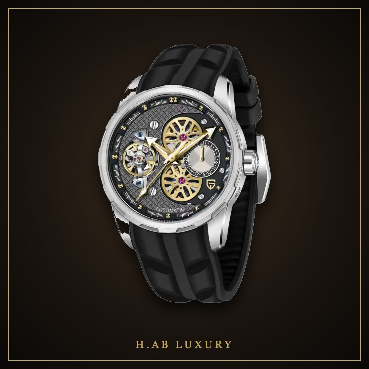 Pagani Design PD-YS022 - Skeleton Automatic, Blue Rubber Strap