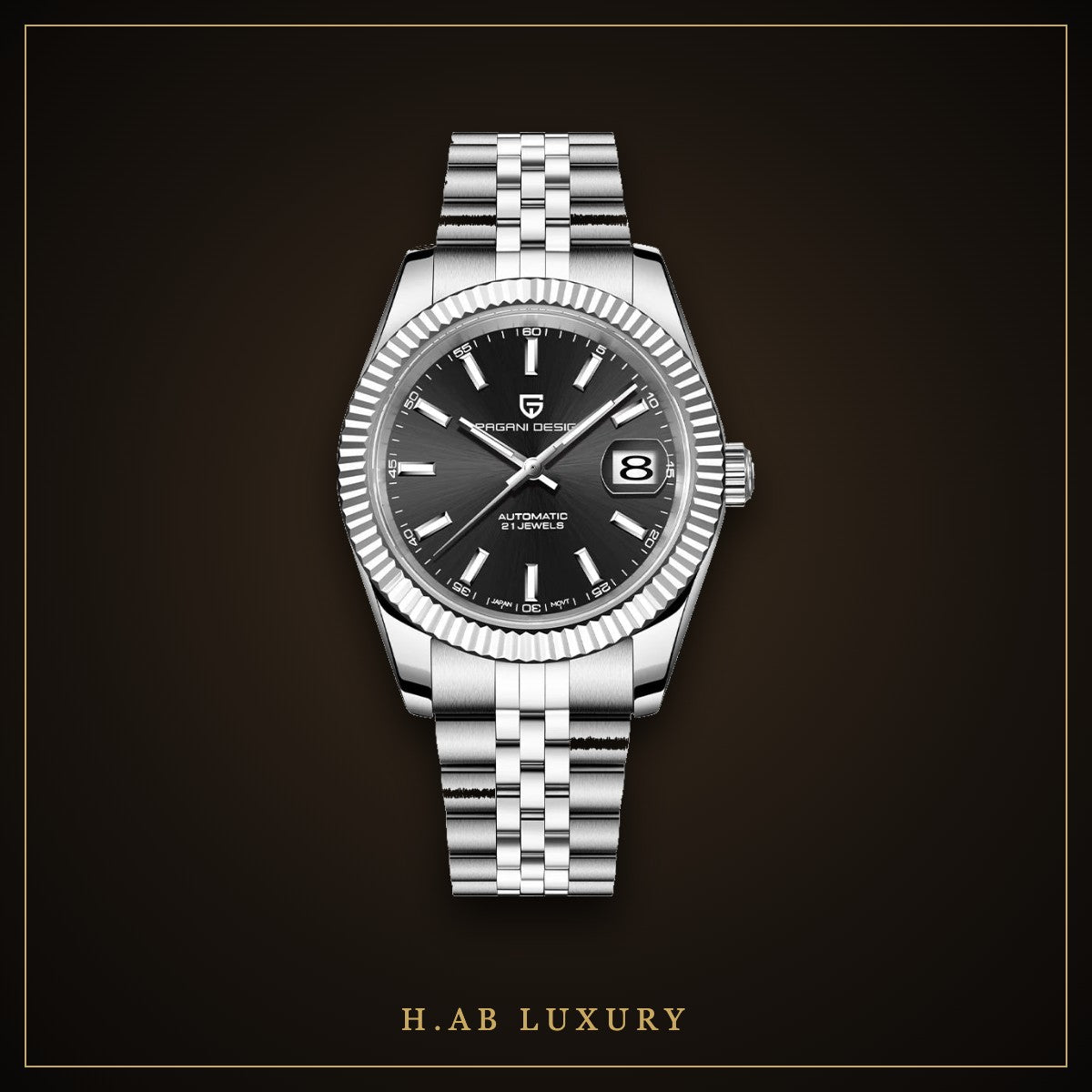 Pagani Design Fluted Bezel Automatic, Silver Dial