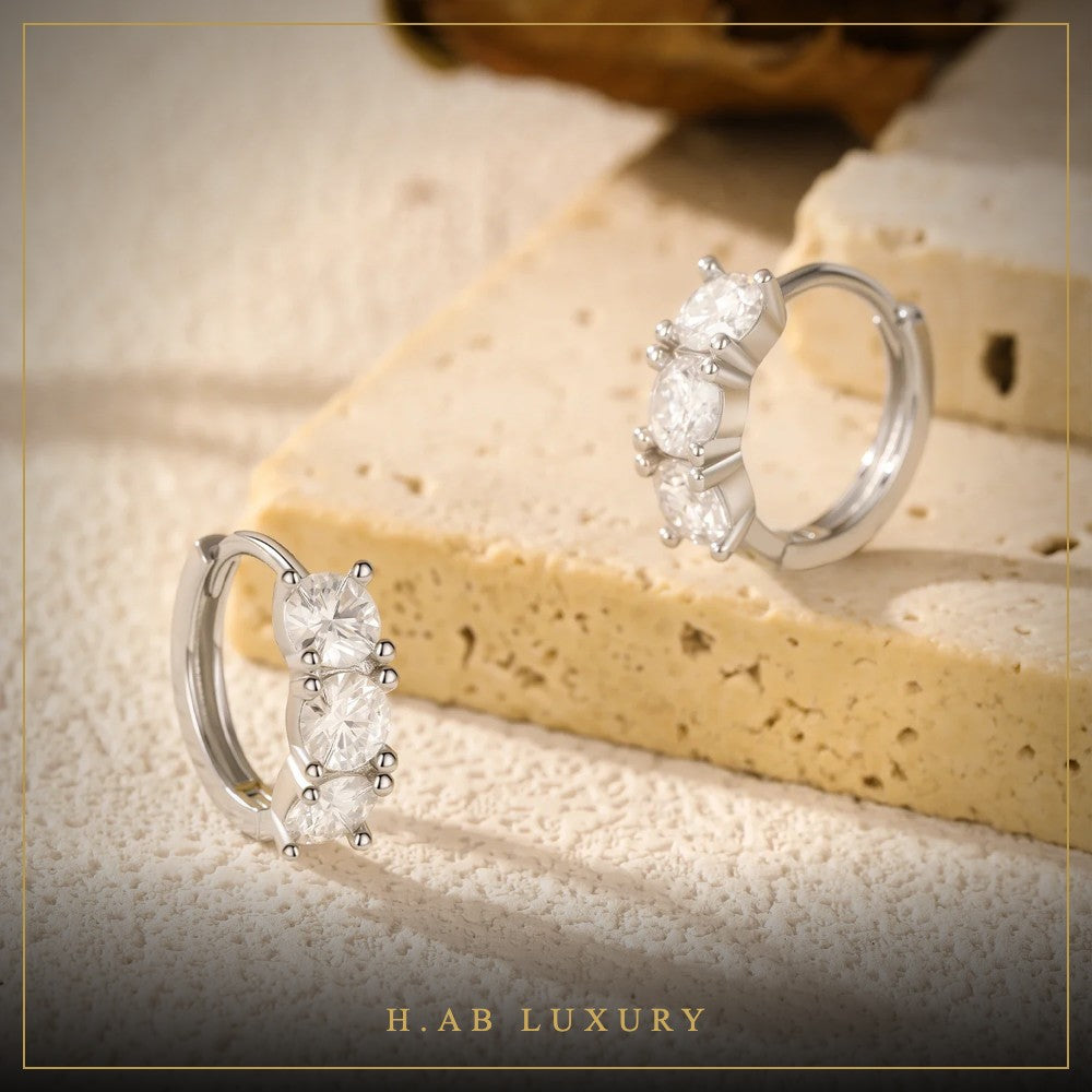 Moissanite Huggie Hoop Earrings – 925 Sterling Silver