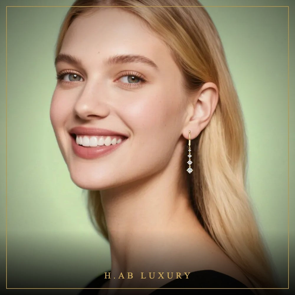 Long Moissanite Drop Earrings 42mm – 925 Sterling Silver