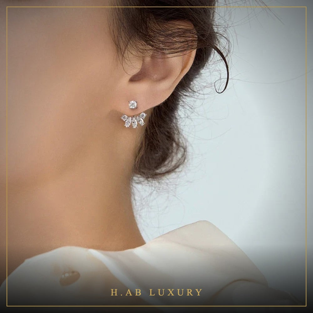 Moissanite Front-Back Drop Earrings – 925 Sterling Silver