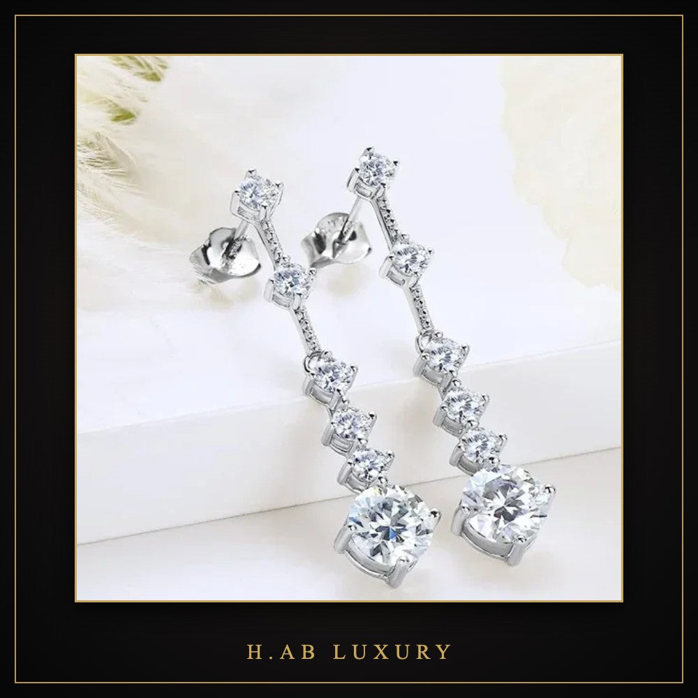 3CT Moissanite Dangle Earrings – 925 Sterling Silver