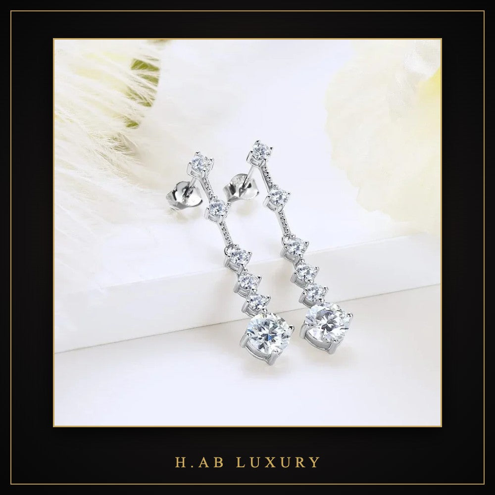 3CT Moissanite Dangle Earrings – 925 Sterling Silver