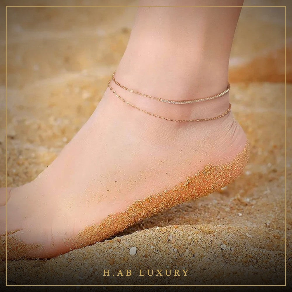 Mariner & Paperclip Chain Anklet – 925 Sterling Silver