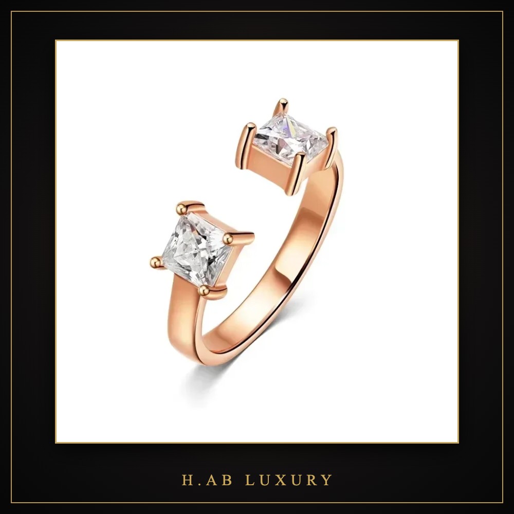 Princess Cut Moissanite Open Ring – 925 Sterling Silver