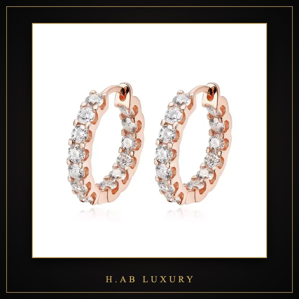 Eternity Moissanite Hoop Earrings – 925 Sterling Silver