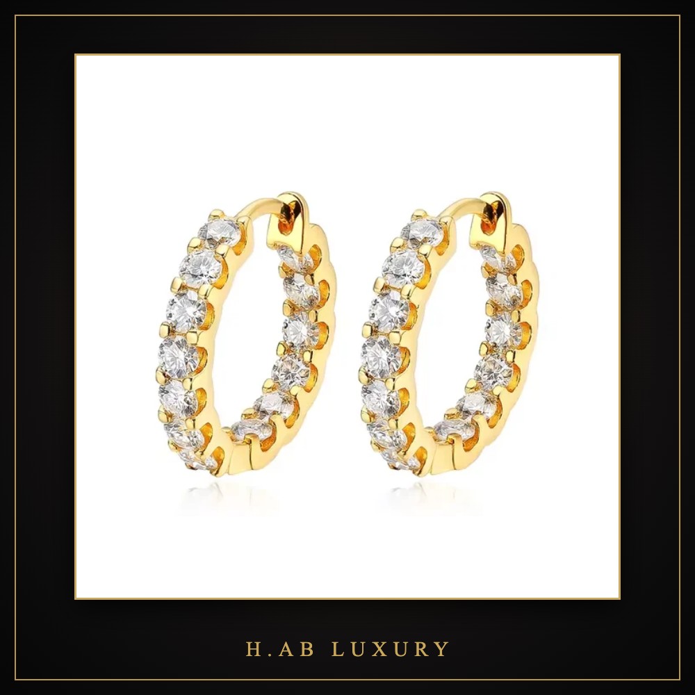 Eternity Moissanite Hoop Earrings – 925 Sterling Silver