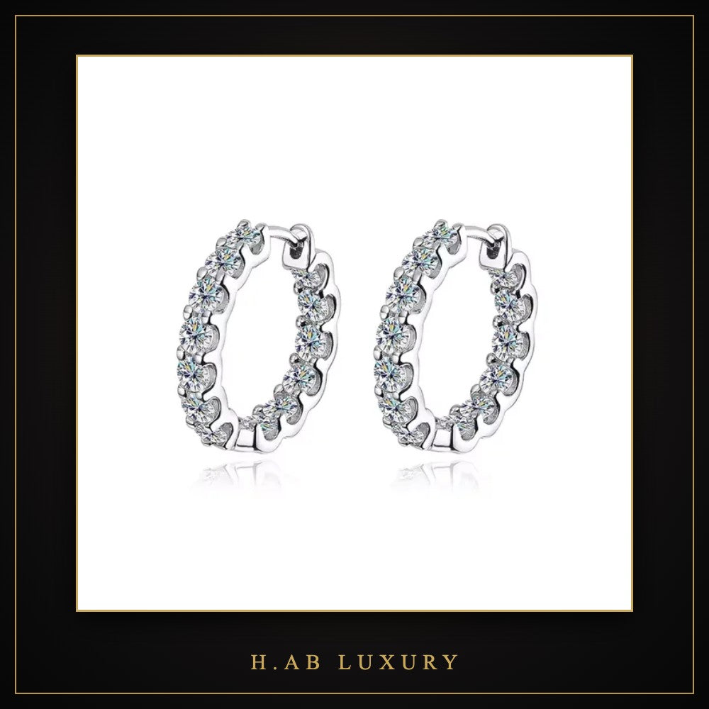 Eternity Moissanite Hoop Earrings – 925 Sterling Silver