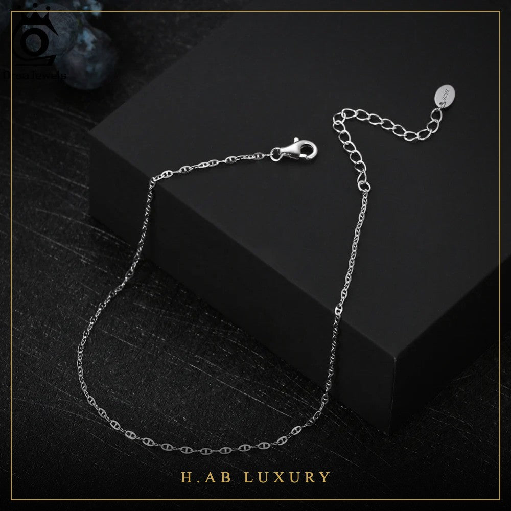 Mariner & Paperclip Chain Anklet – 925 Sterling Silver