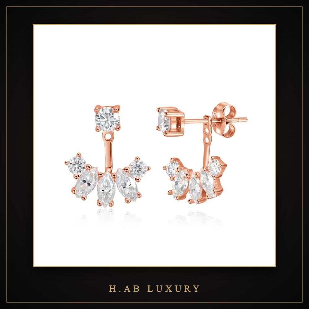 Moissanite Front-Back Drop Earrings – 925 Sterling Silver