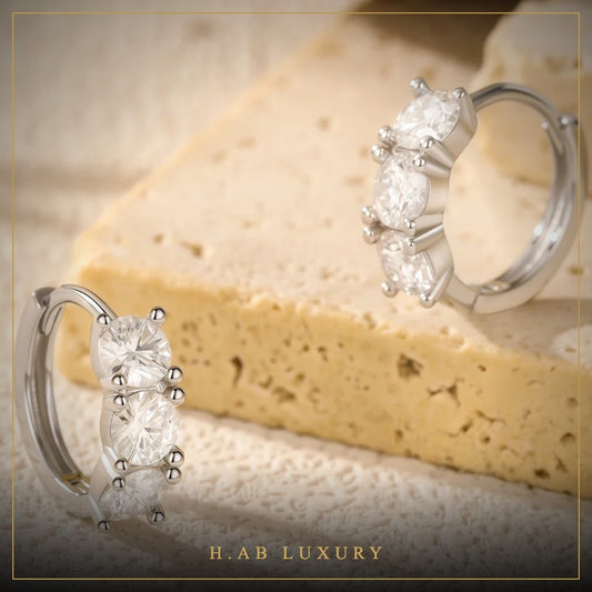 Moissanite Huggie Hoop Earrings – 925 Sterling Silver
