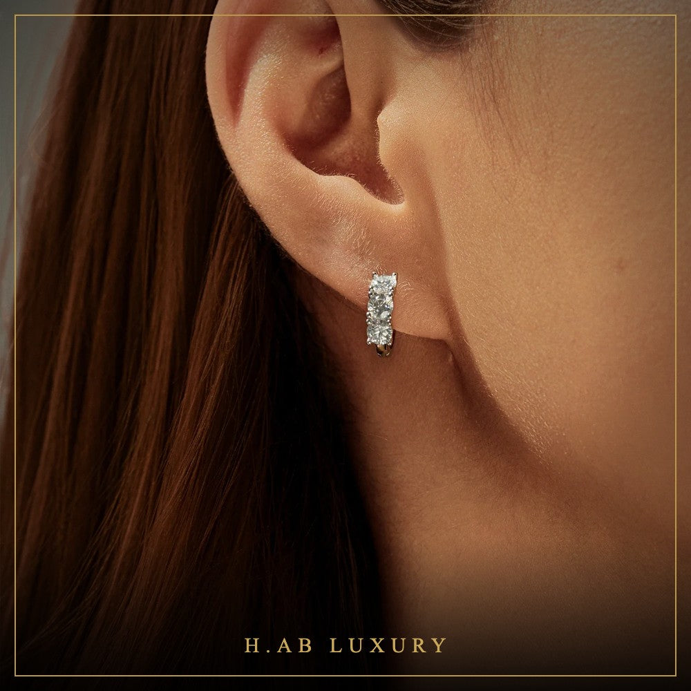 Moissanite Huggie Hoop Earrings – 925 Sterling Silver