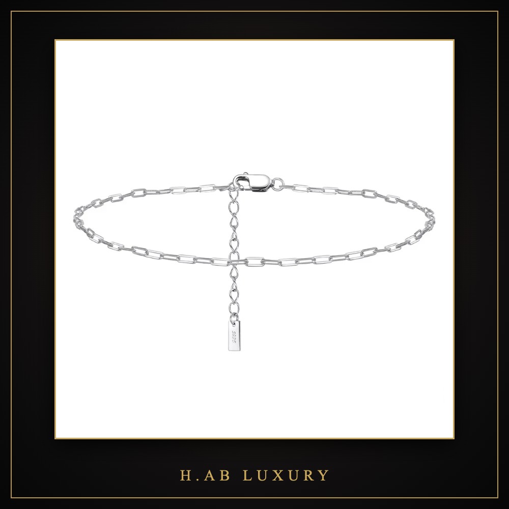 Mariner & Paperclip Chain Anklet – 925 Sterling Silver