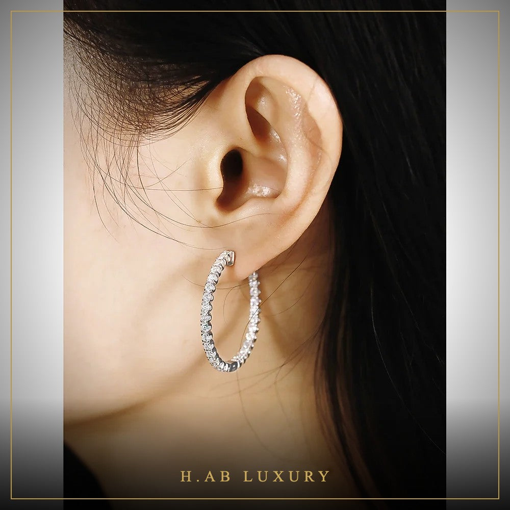 Eternity Moissanite Hoop Earrings – 925 Sterling Silver