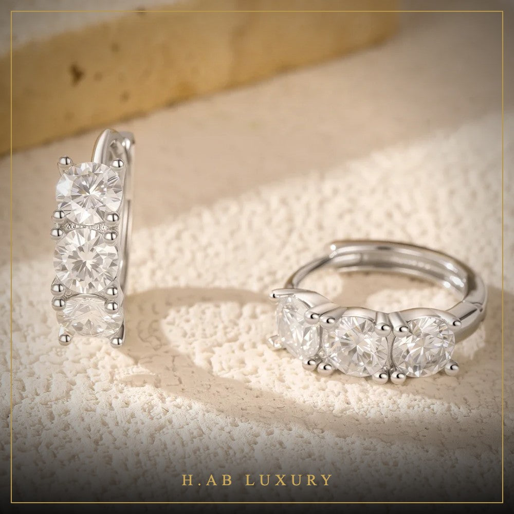 Moissanite Huggie Hoop Earrings – 925 Sterling Silver
