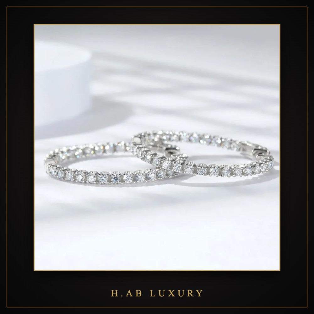 Eternity Moissanite Hoop Earrings – 925 Sterling Silver