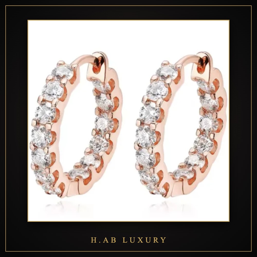 Eternity Moissanite Hoop Earrings – 925 Sterling Silver