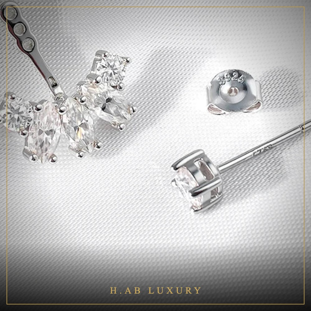 Moissanite Front-Back Drop Earrings – 925 Sterling Silver
