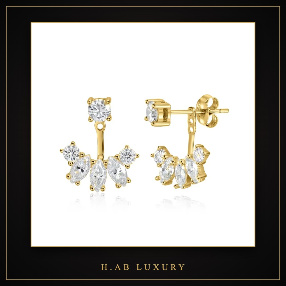 Moissanite Front-Back Drop Earrings – 925 Sterling Silver