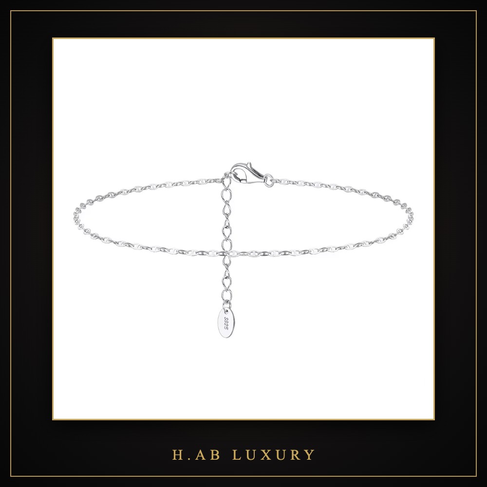 Mariner & Paperclip Chain Anklet – 925 Sterling Silver