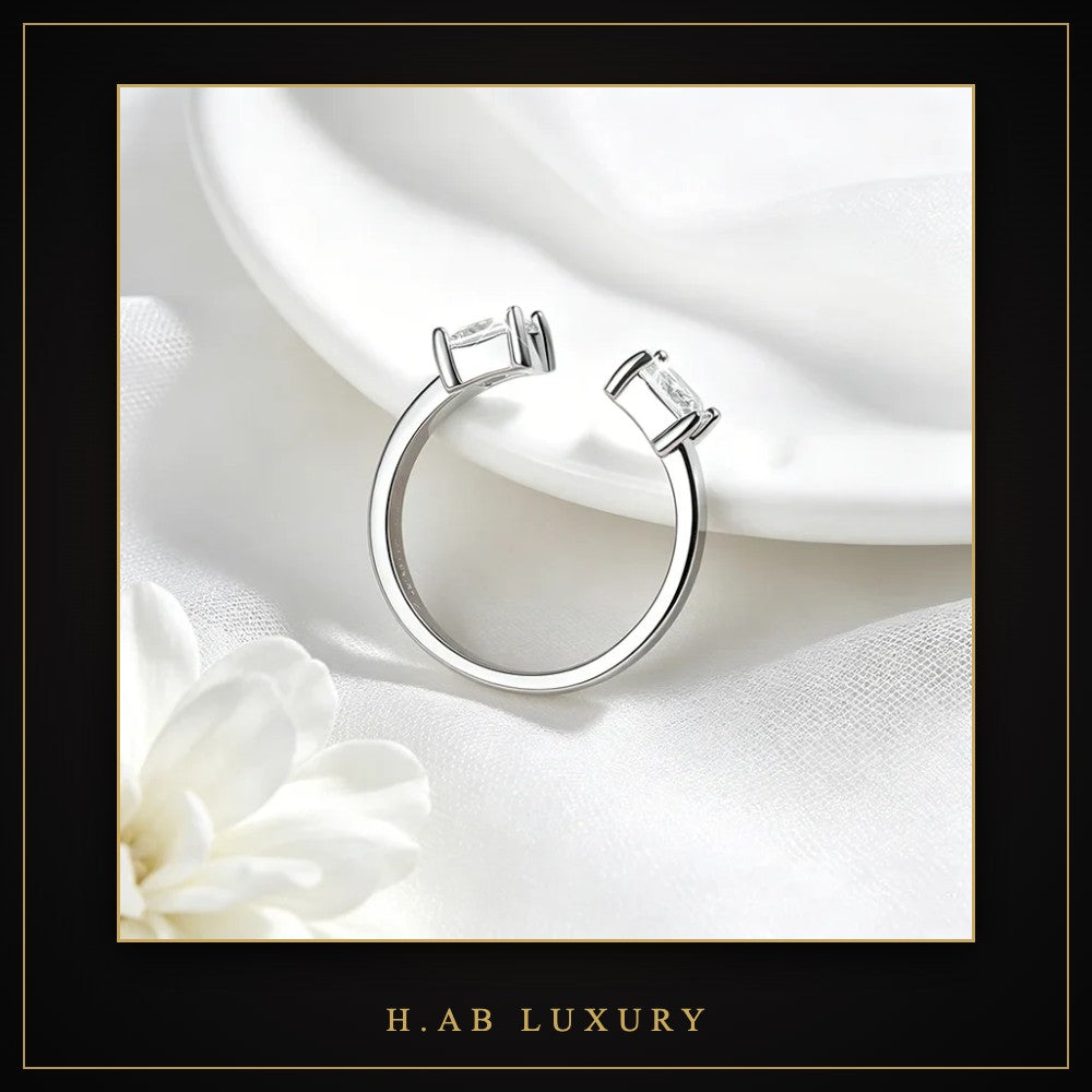 Princess Cut Moissanite Open Ring – 925 Sterling Silver