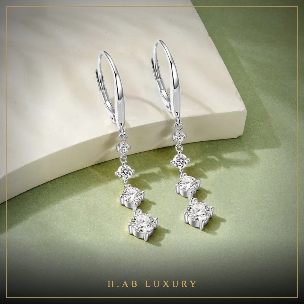 Long Moissanite Drop Earrings 42mm – 925 Sterling Silver