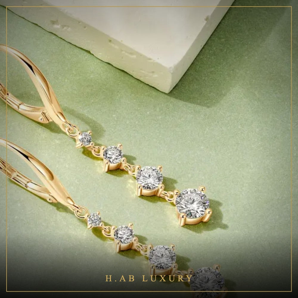 Long Moissanite Drop Earrings 42mm – 925 Sterling Silver