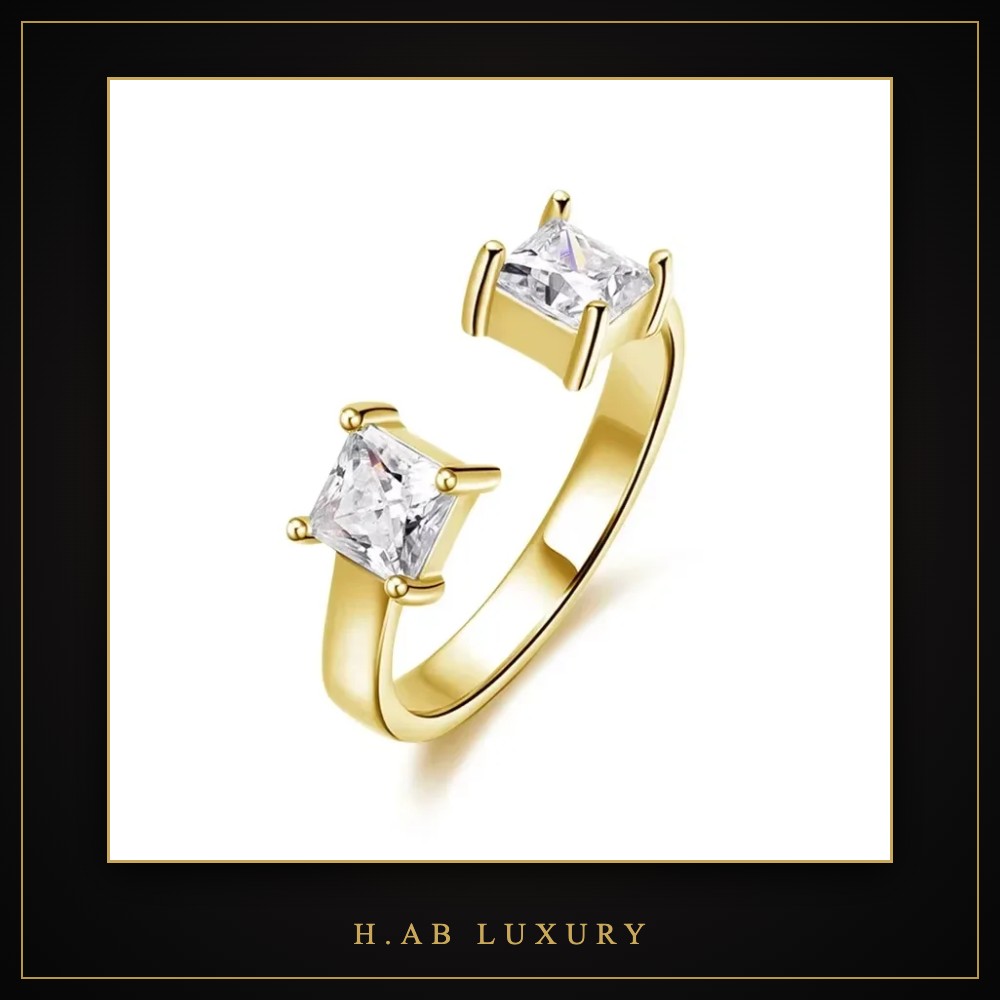 Princess Cut Moissanite Open Ring – 925 Sterling Silver