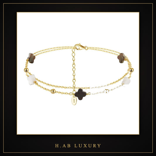 Double Layer Clover Anklet – 925 Sterling Silver