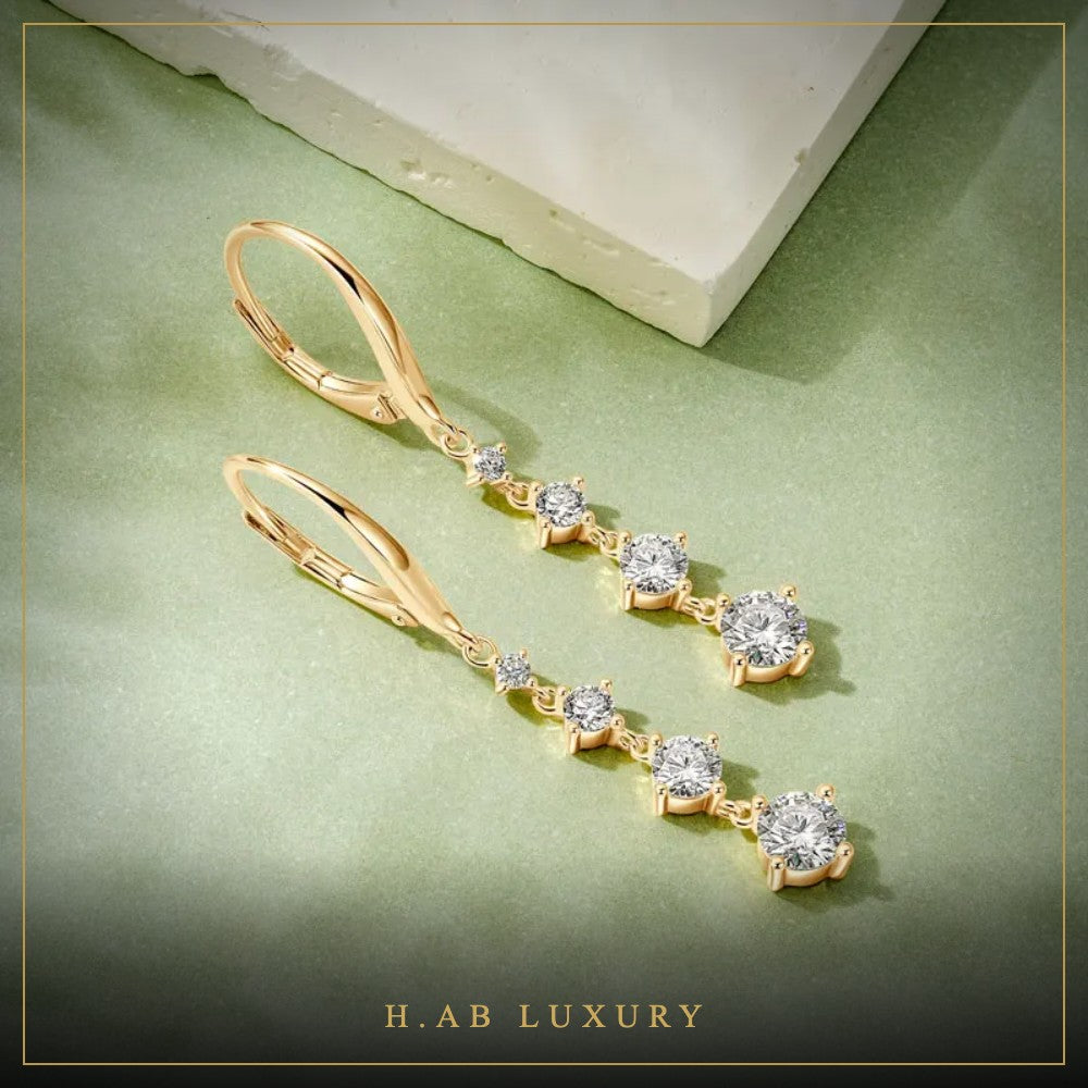 Long Moissanite Drop Earrings 42mm – 925 Sterling Silver