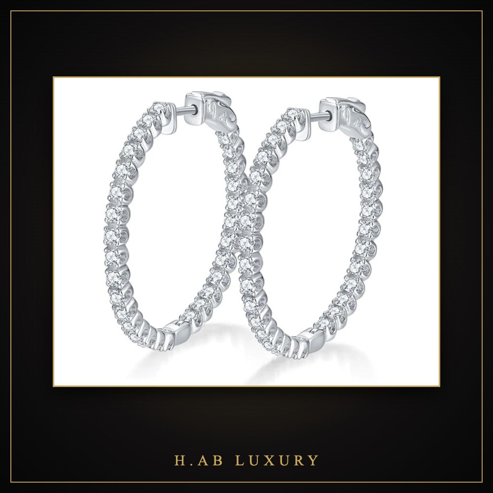 Eternity Moissanite Hoop Earrings – 925 Sterling Silver