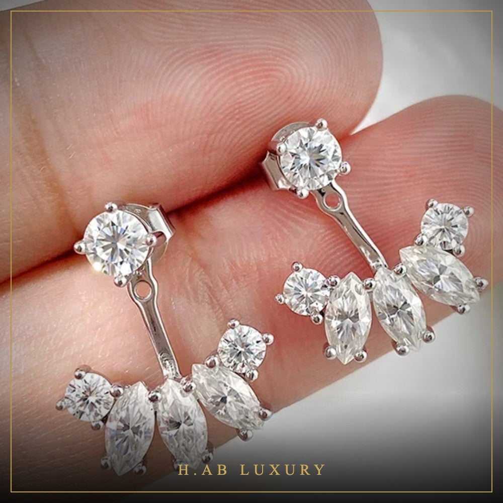 Moissanite Front-Back Drop Earrings – 925 Sterling Silver