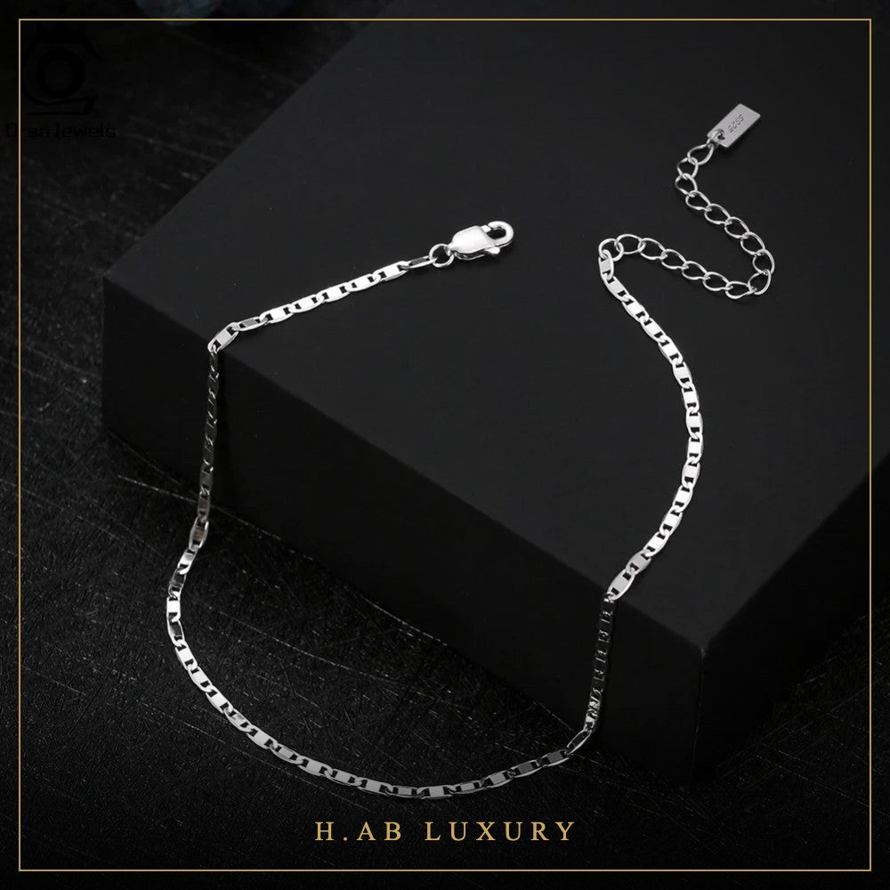 Italian Sparkle Mirror Chain Anklet 2mm – 925 Sterling Silver