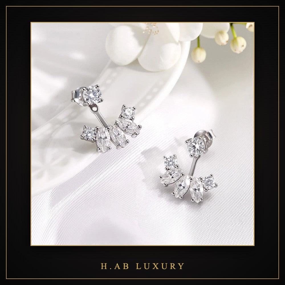 Moissanite Front-Back Drop Earrings – 925 Sterling Silver