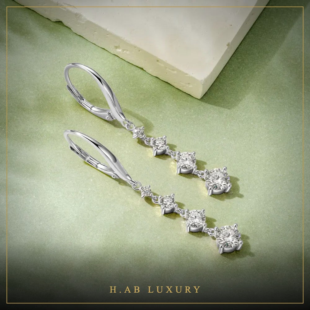 Long Moissanite Drop Earrings 42mm – 925 Sterling Silver
