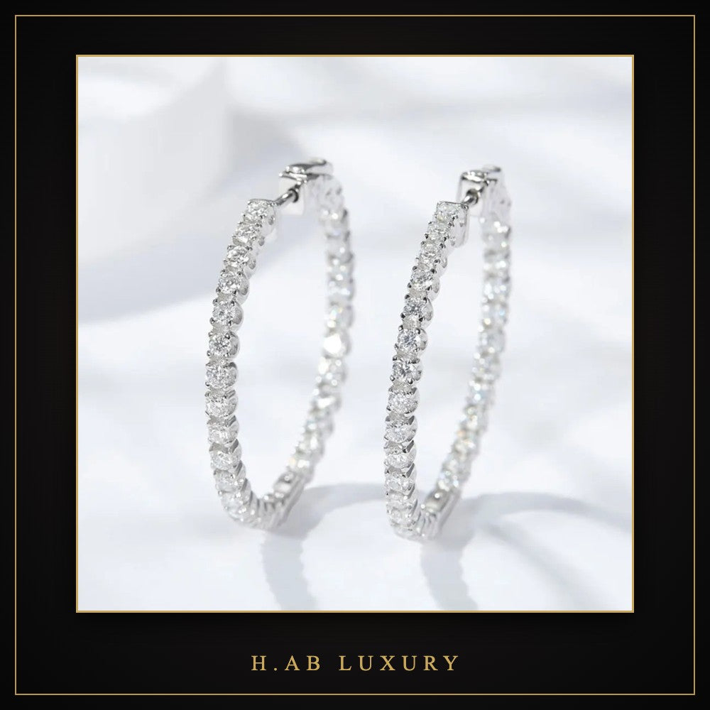 Eternity Moissanite Hoop Earrings – 925 Sterling Silver
