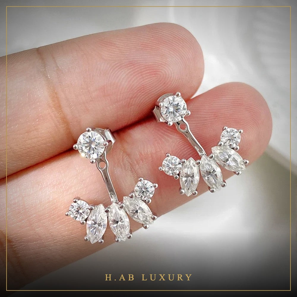 Moissanite Front-Back Drop Earrings – 925 Sterling Silver