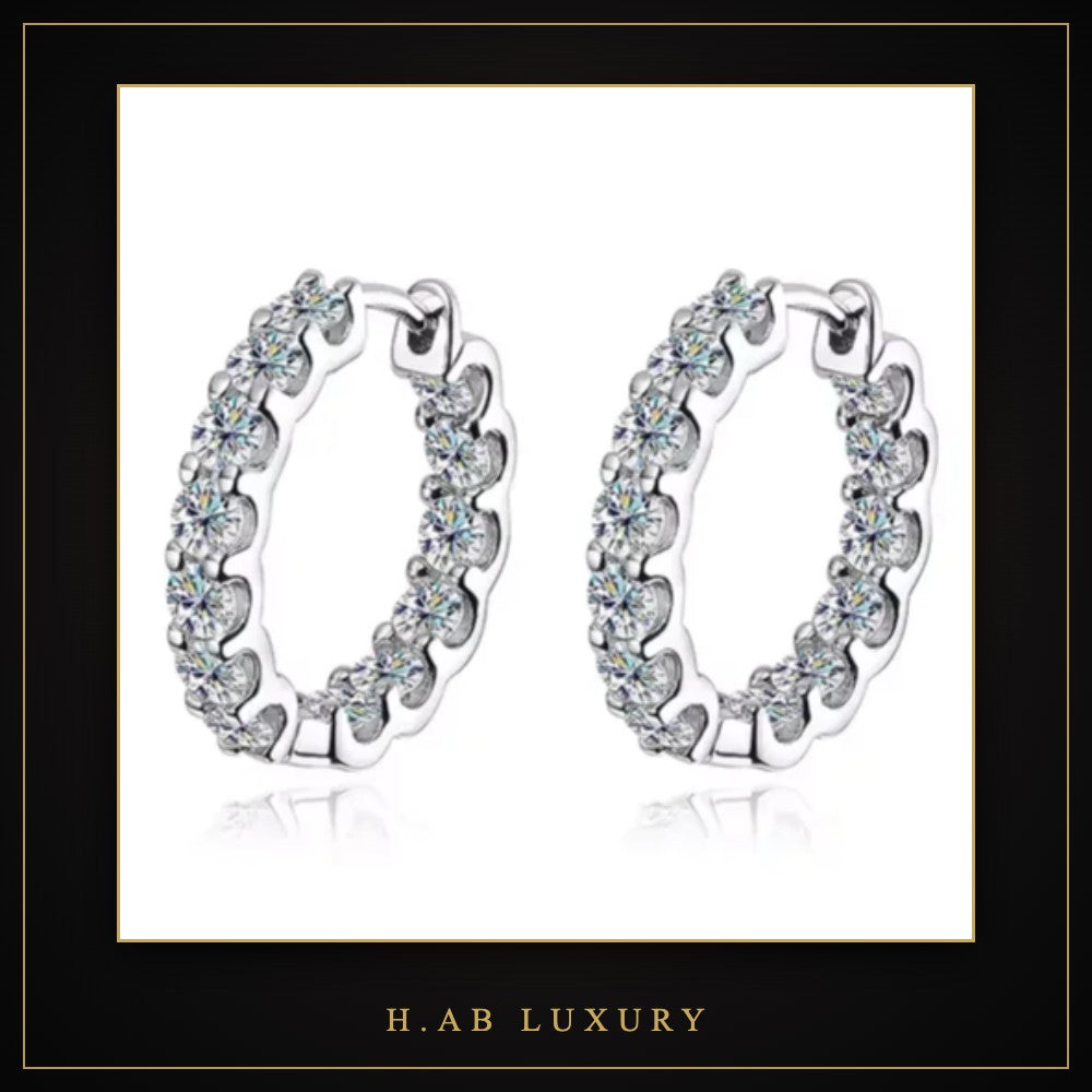 Eternity Moissanite Hoop Earrings – 925 Sterling Silver