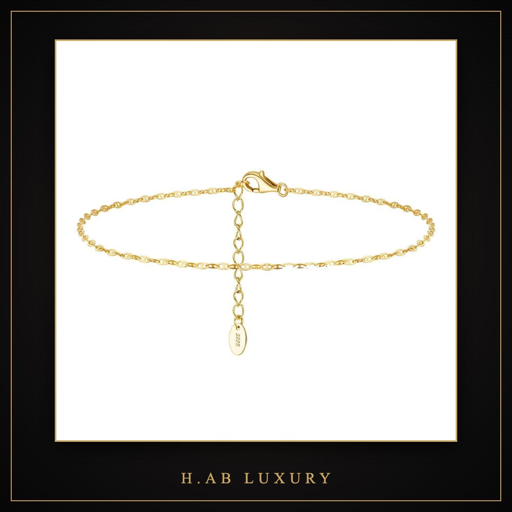 Mariner & Paperclip Chain Anklet – 925 Sterling Silver