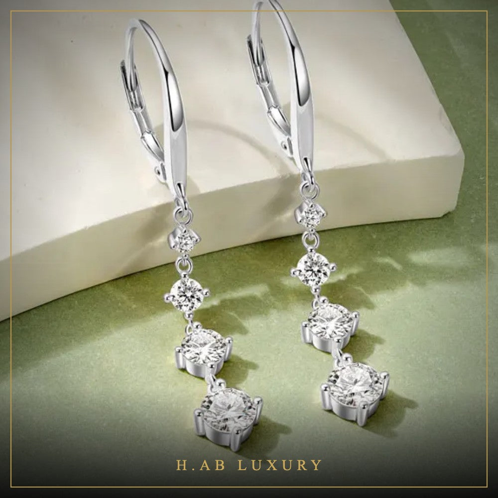 Long Moissanite Drop Earrings 42mm – 925 Sterling Silver