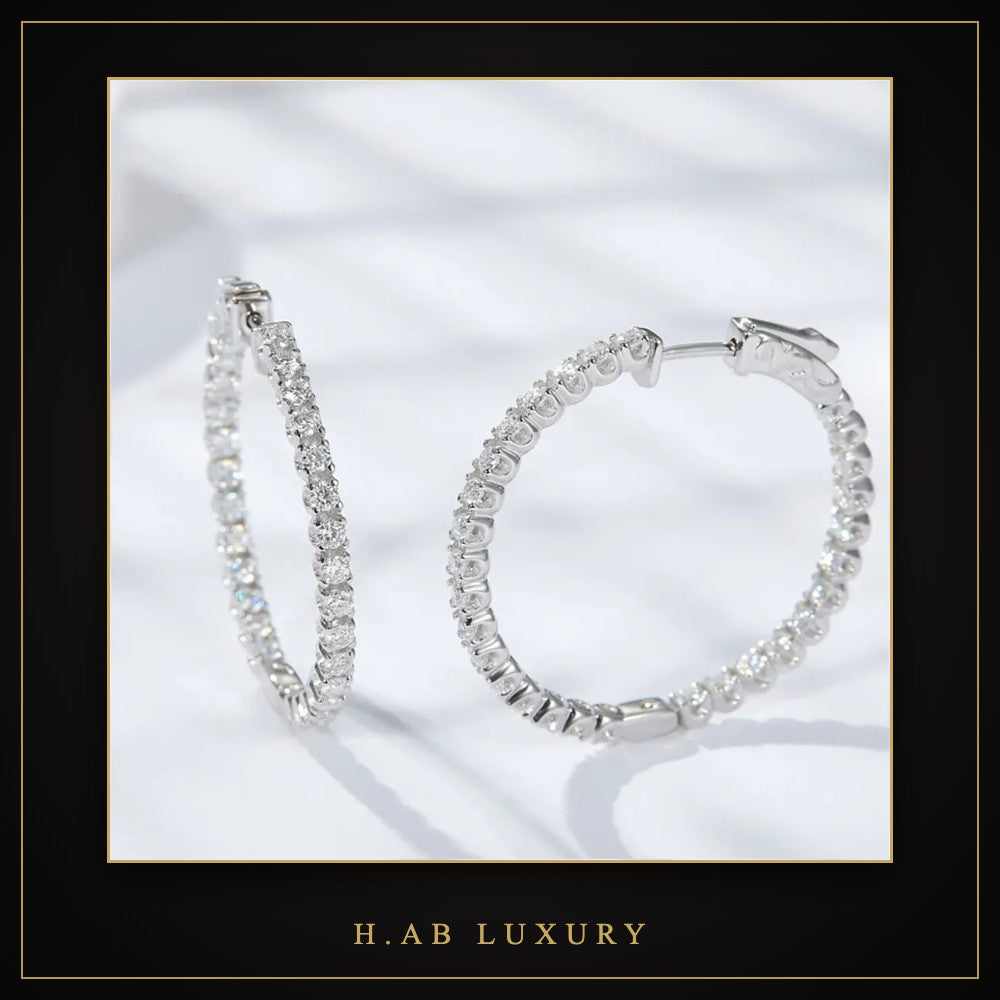 Eternity Moissanite Hoop Earrings – 925 Sterling Silver
