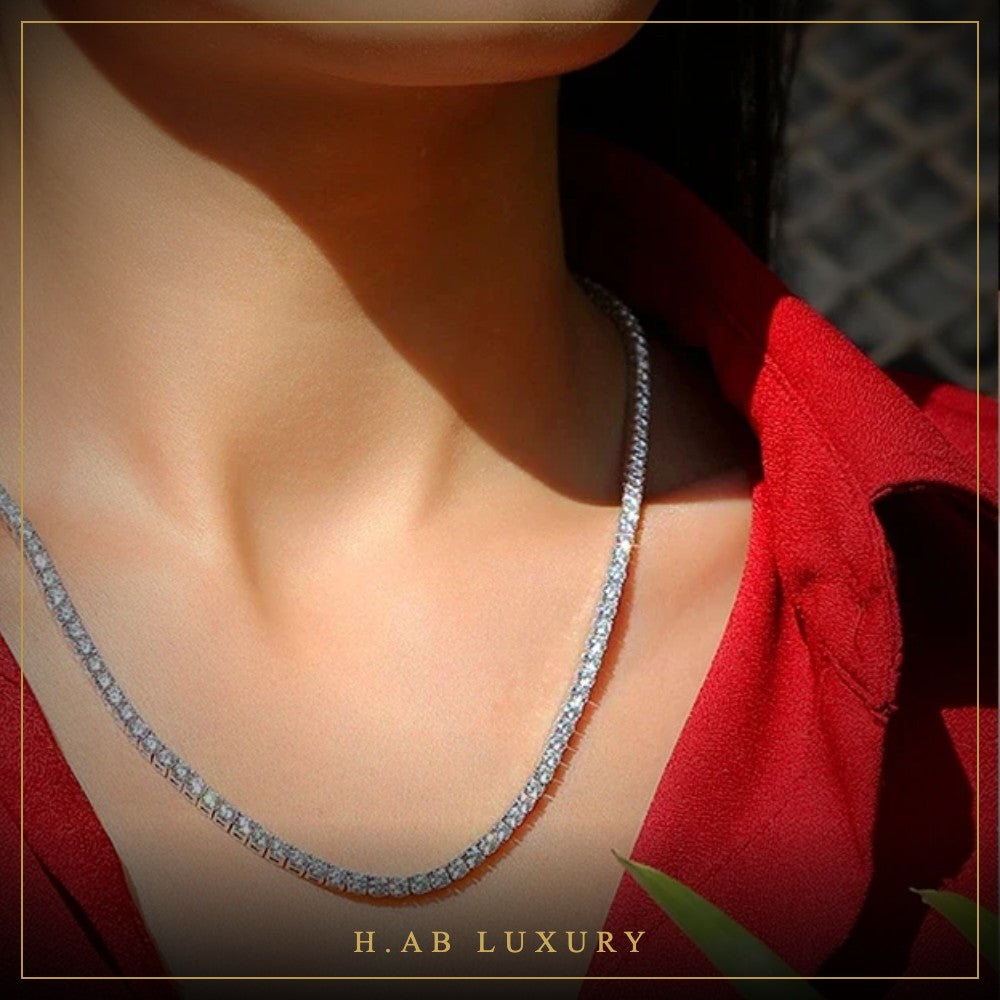 Moissanite Tennis Necklace – 925 Sterling Silver