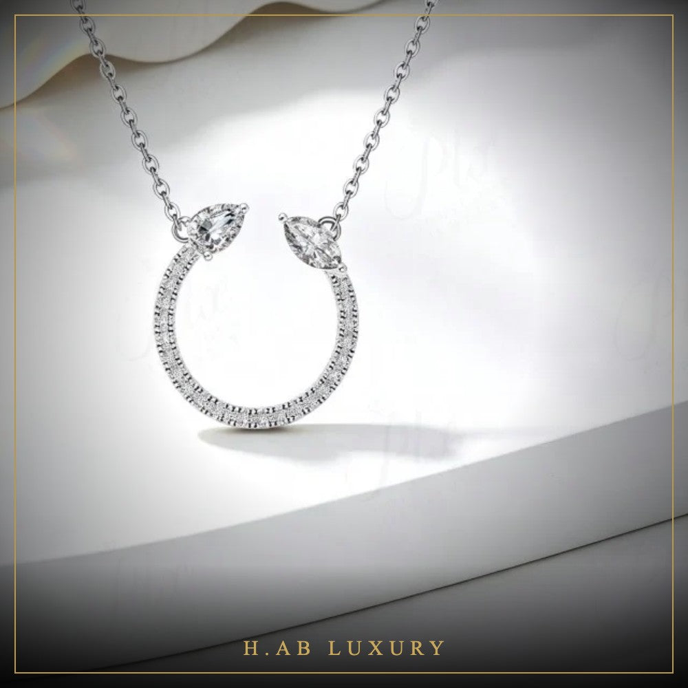 Open Circle Moissanite Necklace – 925 Sterling Silver