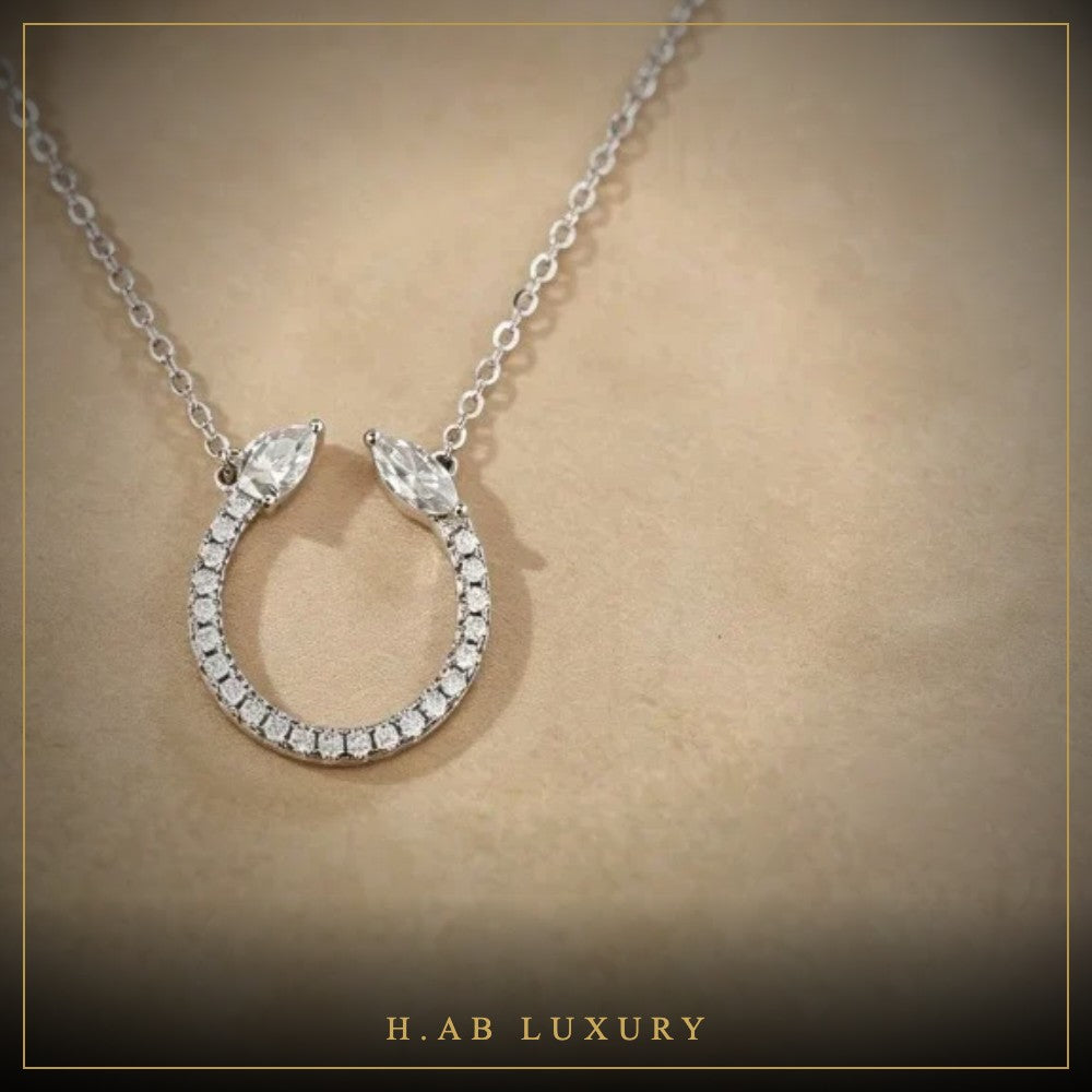 Open Circle Moissanite Necklace – 925 Sterling Silver