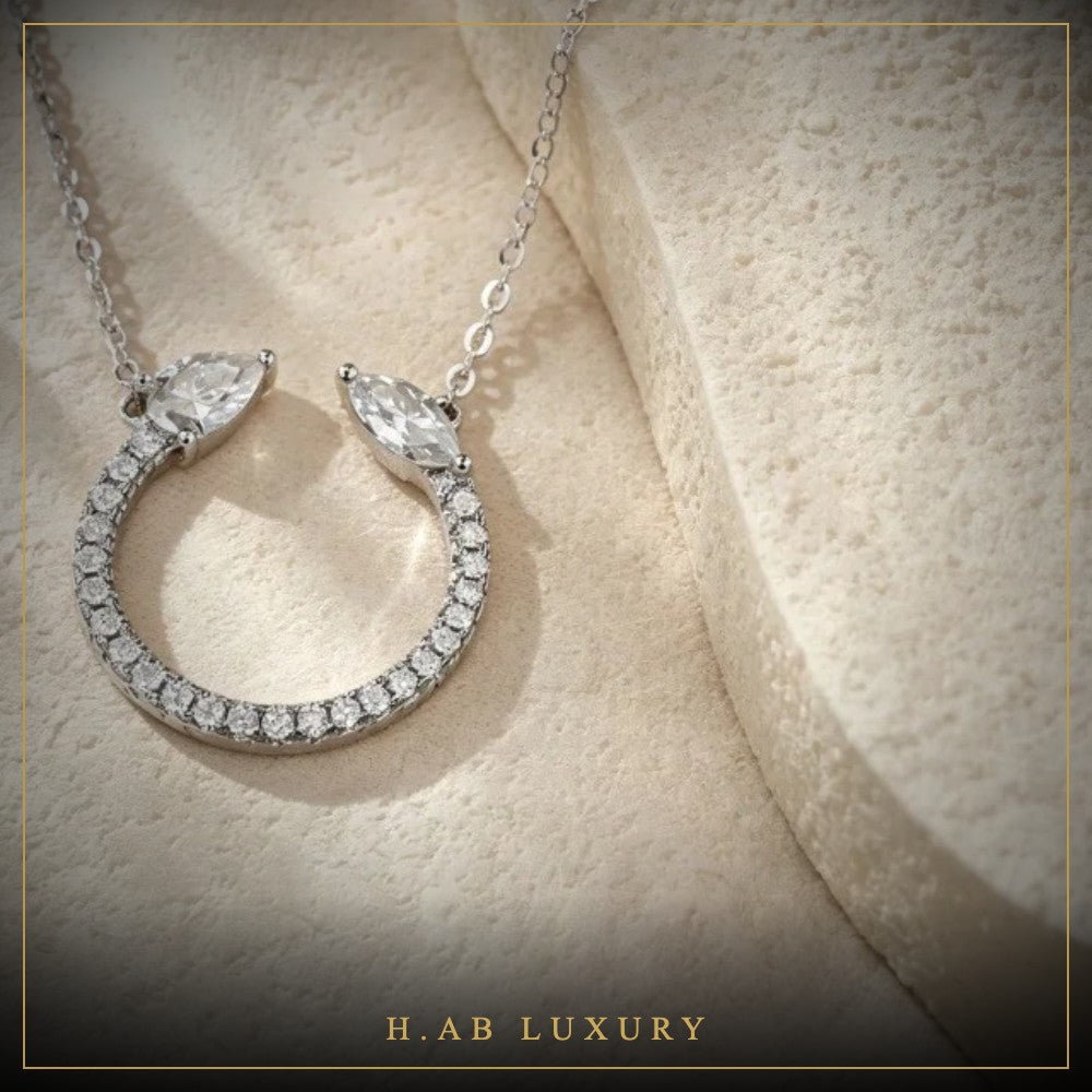 Open Circle Moissanite Necklace – 925 Sterling Silver
