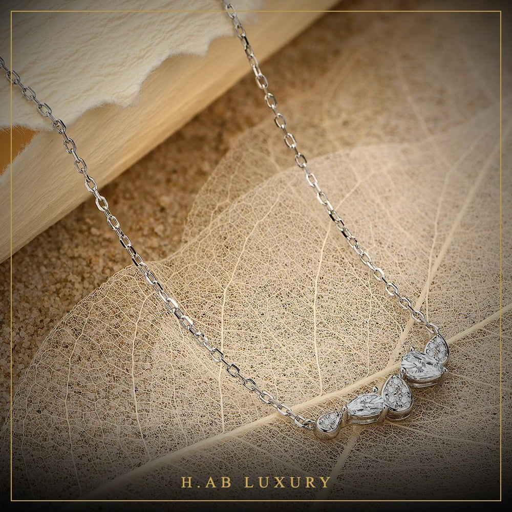 Pear-Cut Moissanite Cluster Necklace – 925 Sterling Silver